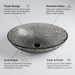 Bassino smoked grey textured glass table top wash basin, 500 x 360 x 155 mm oval countertop basin for modern luxury bathrooms