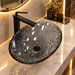 Bassino smoked grey textured glass table top wash basin, 500 x 360 x 155 mm oval countertop basin for modern luxury bathrooms
