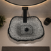Bassino smoky grey ripple textured glass table top wash basin, 450 x 340 x 110 mm organic designer countertop basin for modern luxury bathrooms