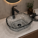Bassino smoky grey ripple textured glass table top wash basin, 450 x 340 x 110 mm organic designer countertop basin for modern luxury bathrooms