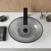 Bassino smoky grey textured glass table top wash basin, 430 x 320 x 120 mm oval countertop basin for modern luxury bathrooms