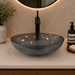 Bassino smoky grey textured glass table top wash basin, 430 x 320 x 120 mm oval countertop basin for modern luxury bathrooms