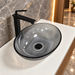 Bassino smoky grey textured glass table top wash basin, 430 x 320 x 120 mm oval countertop basin for modern luxury bathrooms