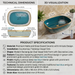 Bassino teal blue and gold ceramic table top wash basin 18x13x5 inch glossy designer countertop basin for modern luxury bathroom.