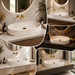 Beige Glossy Marble Oval Countertop Long Wash Basin 