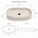 Beige Glossy Marble Oval Countertop Long Wash Basin 