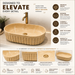 Beige Marble Ceramic Countertop Wash Basin – Luxury Oval Fluted Table Top Basin