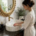 Beige Matte Marble Finish Designer Oval Countertop Wash Basin 