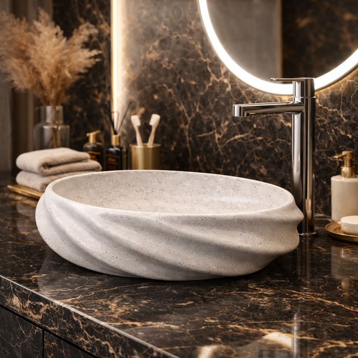 Beige Terrazzo_Matt_Oval_Countertop 2