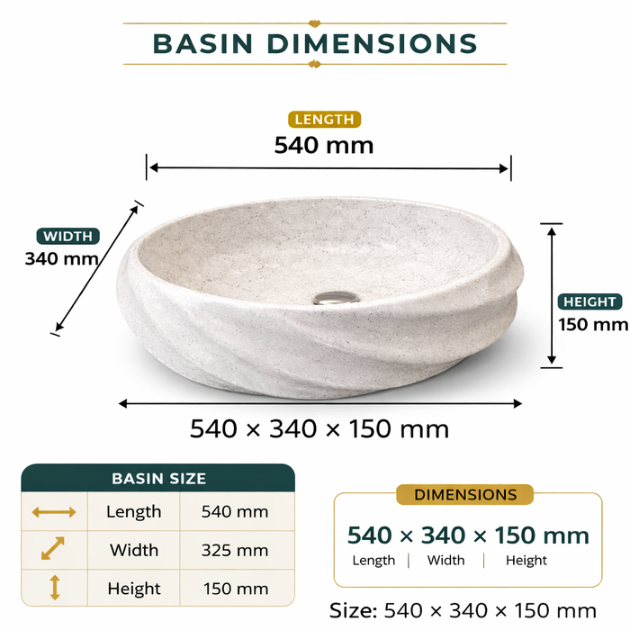 Beige Terrazzo_Matt_Oval_Countertop Size 