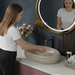 Beige Terrazzo Matt Sculpted Oval Basin 8