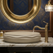 Beige Terrazzo Matt Sculpted Oval Basin 9