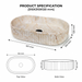 Beige marble fluted ceramic table top wash basin, 510x310x120 mm, with oval oblong shape and ribbed exterior for modern luxury bathrooms.