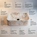 Beige onyx marble pattern ceramic rectangular table top wash basin 460x325x125 mm with rounded corners and horizontal ribbed exterior.