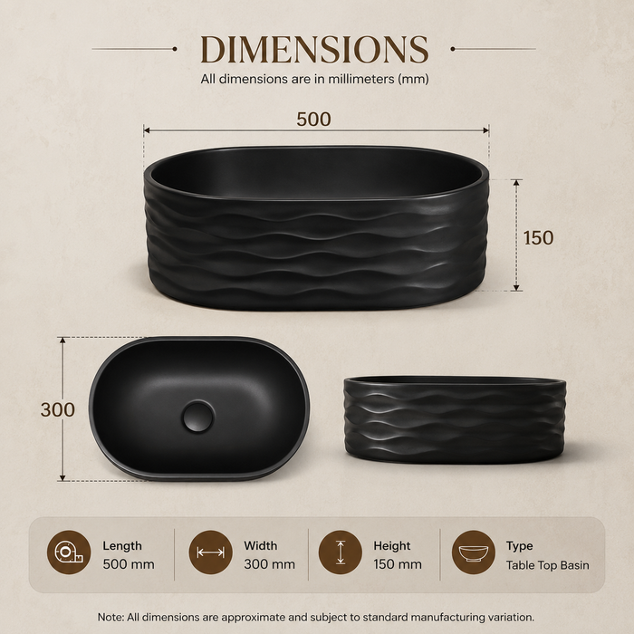 Black Ceramic Table Top Wash Basin