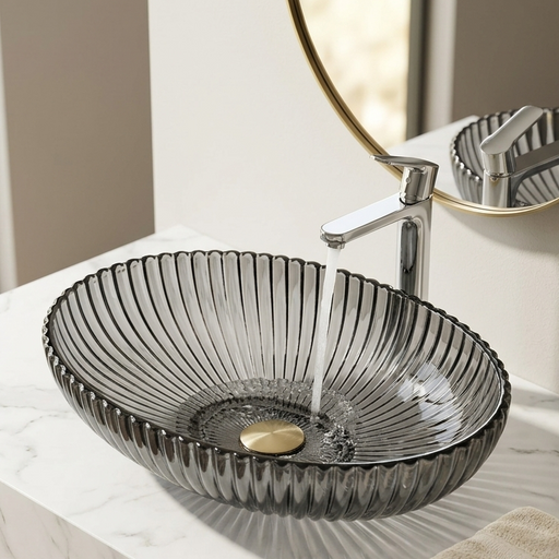 Black Glass Table Top Wash Basin