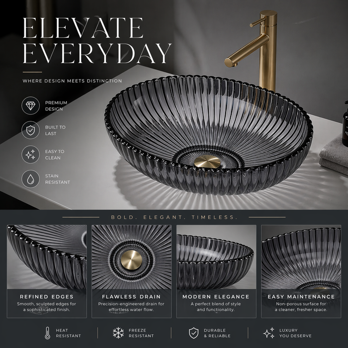 Black Glass Table Top Wash Basin