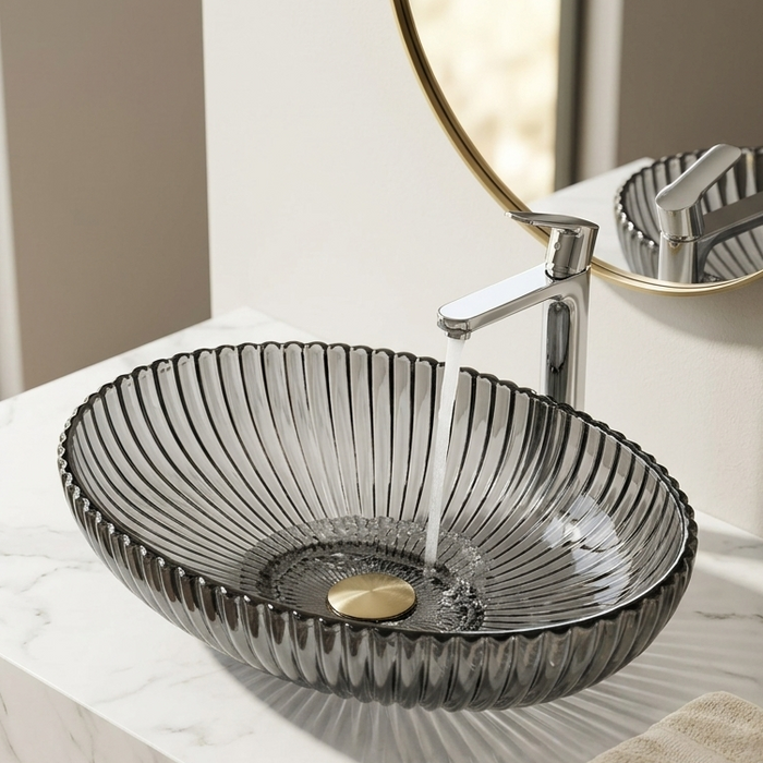 Black Glass Table Top Wash Basin
