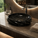 Black Glossy Ceramic Oval Countertop Wash Basin