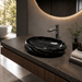 Black Glossy Ceramic Oval Countertop Wash Basin
