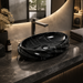 Black Glossy Ceramic Oval Countertop Wash Basin