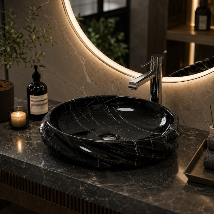 Black Glossy Ceramic Oval Countertop Wash Basin