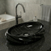 Black Glossy Ceramic Oval Countertop Wash Basin