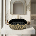 Black Gold Geometric Ceramic Countertop Wash Basin 