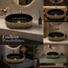 Black Gold Geometric Ceramic Countertop Wash Basin 