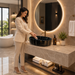 Black Gold Marble Design Ceramic Countertop Wash Basin 