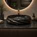 Black Gold Matte Ceramic Oval Countertop Wash Basin