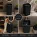 Black Marble Design Ceramic Pedestal Wash Basin 