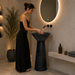 Black Marquina Resin with Artificial Stone Pedestal Wash Basin 