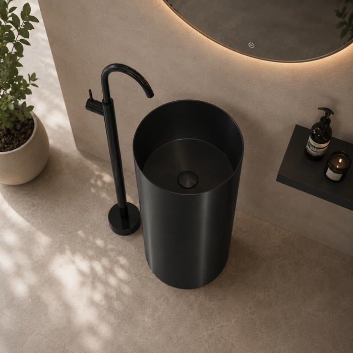 Black Metal Pedestal Wash Basin