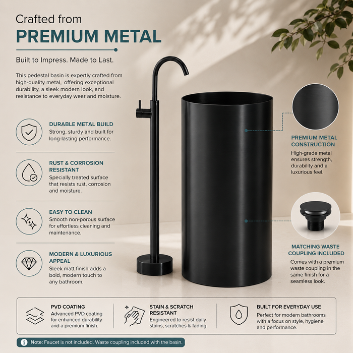 Black Metal Pedestal Wash Basin