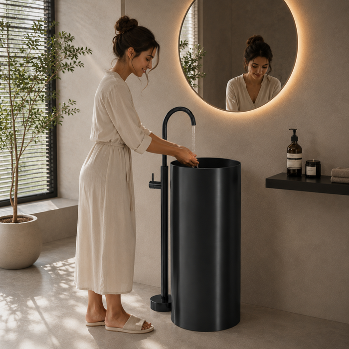 Black Metal Pedestal Wash Basin