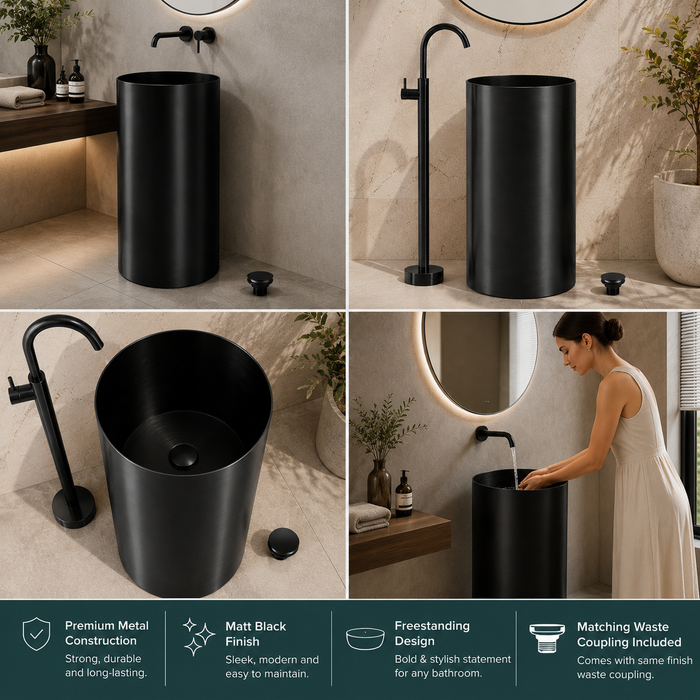 Black Metal Pedestal Wash Basin