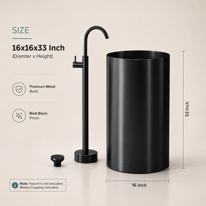 Black Metal Pedestal Wash Basin size 