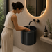 Black Metal Wall Mount Half Pedestal Wash Basin
