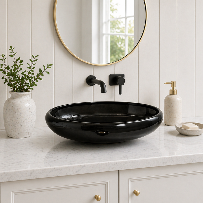Black Oval Transparent Resin Wash Basin
