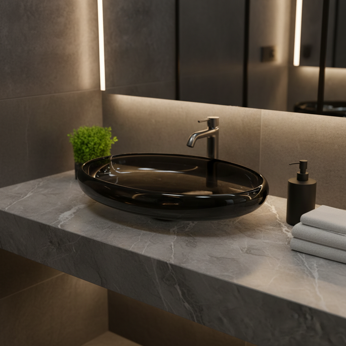 Black Oval Transparent Resin Wash Basin 4