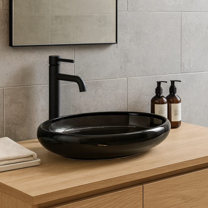 Black Oval Transparent Resin Wash Basin