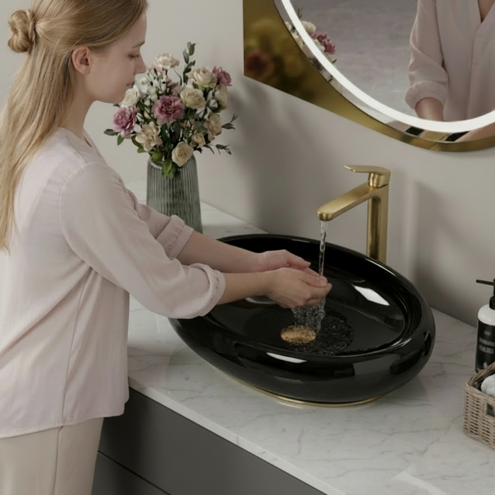 Black Oval Transparent Resin Wash Basin