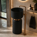 Black Pedestal Wash Basin with Rose Gold Belt 