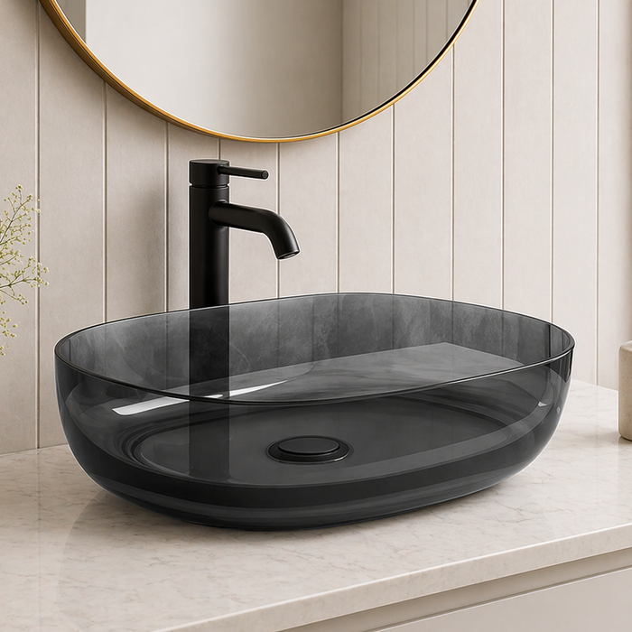 Black Rectangle Transparent Resin Wash Basin