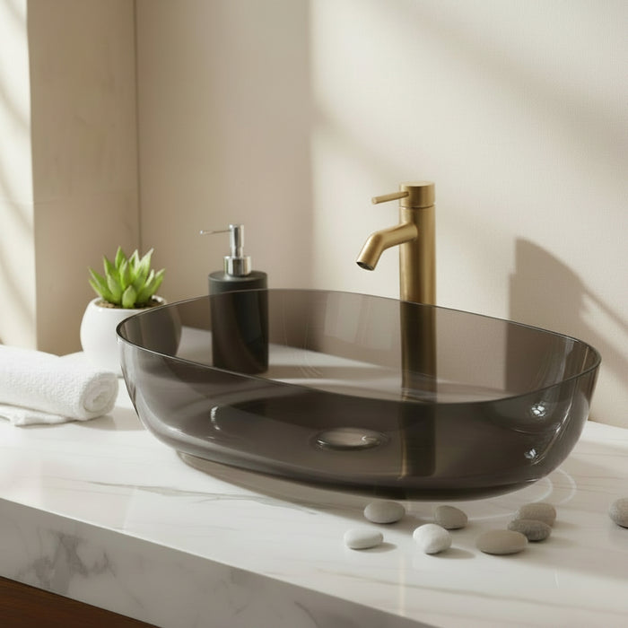 Black Rectangle Transparent Resin Wash Basin