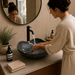 Black Table Top Wash Basin, Matt Marble Finish 