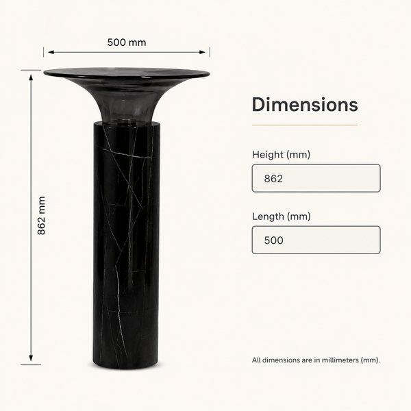 Stone Pedestal Basin with Acrylic Top | Luxury Designer Wash Basin 20x20x34.5 Inch Black