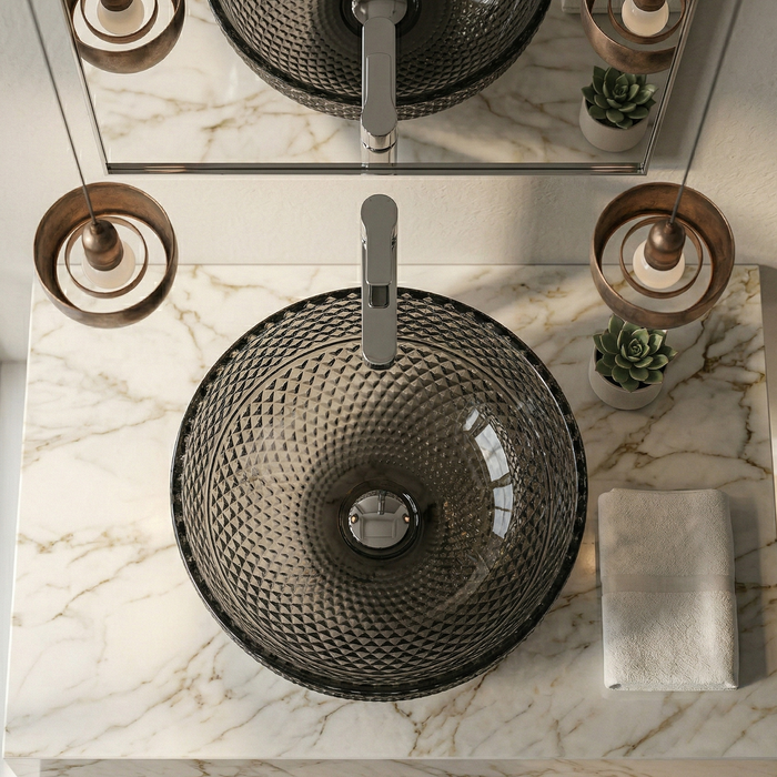 Black Transparent Glass Wash Basin 2