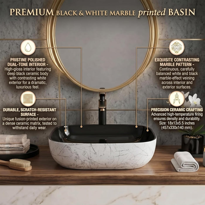 Black and White Table top wash basin 